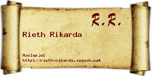 Rieth Rikarda névjegykártya